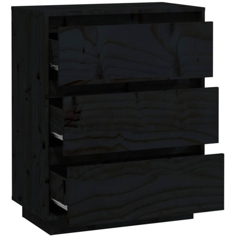 Czarna drewniana komoda z szufladami Ivis