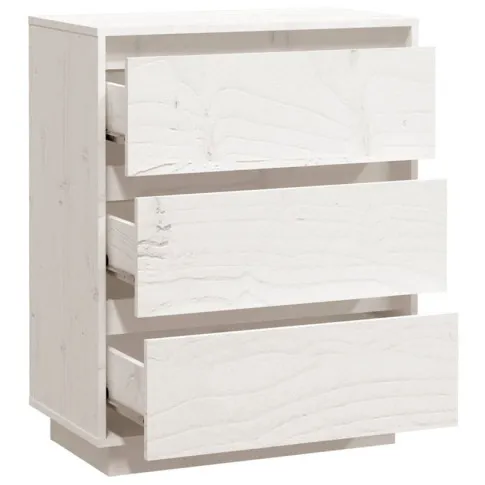 Biała komoda z 3 szufladami lite drewno Ivis