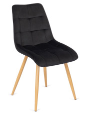 Czarne welurowe krzesło na stalowych nogach  - Abro w sklepie Edinos.pl