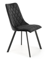 Czarne welurowe krzesło pikowane - Zoxe w sklepie Edinos.pl