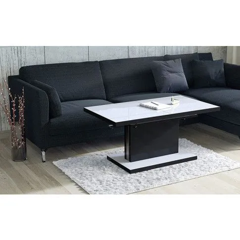 Szczegółowe zdjęcie nr 5 produktu Rozkładany ławostół Chrom - biało czarny połysk