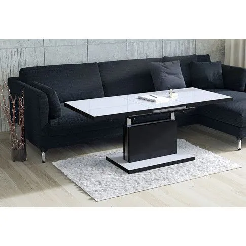 Zdjęcie rozkładany ławostół biało czarny połysk Chrom | Edinos.pl