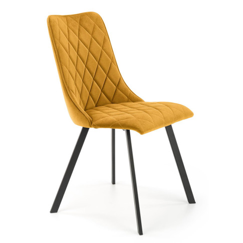Żółte pikowane krzesło welurowe Zoxe