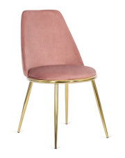 Różowe krzesło glamour na złotych nogach - Alno w sklepie Edinos.pl
