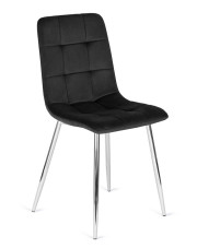 Czarne welurowe pikowane krzesło do salonu - Givo w sklepie Edinos.pl