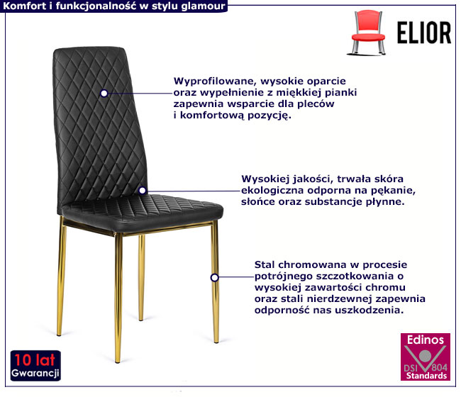 Czarne krzesło pikowane glamour Etro