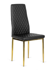 Czarne pikowane krzesło glamour ze skóry ekologicznej - Etro w sklepie Edinos.pl