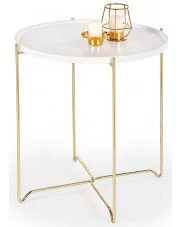 Okrągła ława Veriz - biała + złota w sklepie Edinos.pl