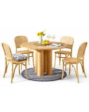 Okrągły rustykalny stół z 4 krzesłami - Kastilo w sklepie Edinos.pl