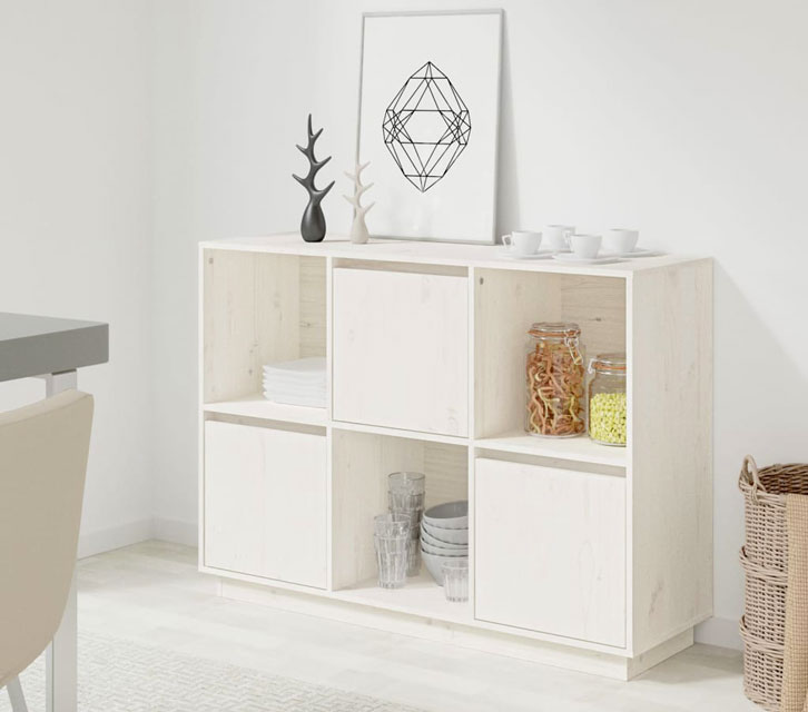 Wnętrze z wykorzystaniem regału z litego drewna Sorik 3X