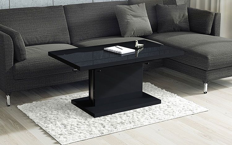 Lakierowany czarny ławostół do salonu Chrom