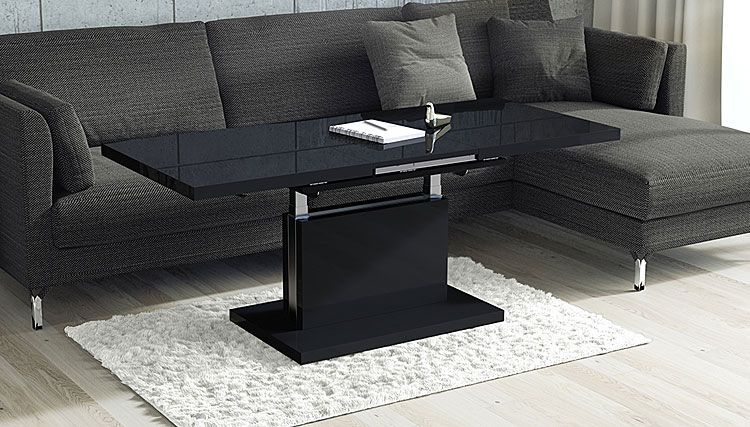 Rozkładany ławostół czarny połysk Chrom