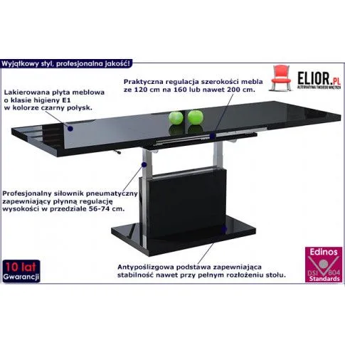 Fotografia Rozkładany ławostół Chrom - czarny połysk z kategorii Ławy i stoliki