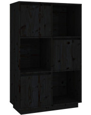 Czarny drewniany regał z 3 szafkami - Ovos 4X w sklepie Edinos.pl