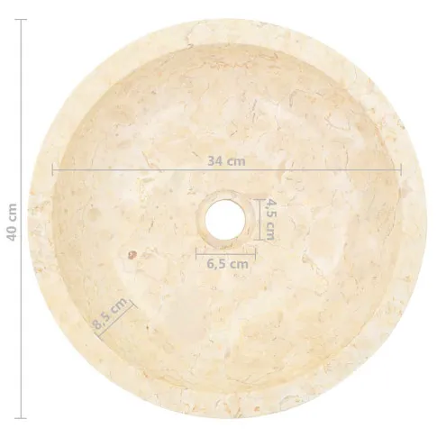 Wymiary umywalki marmurowej Wibso kolor kremowy
