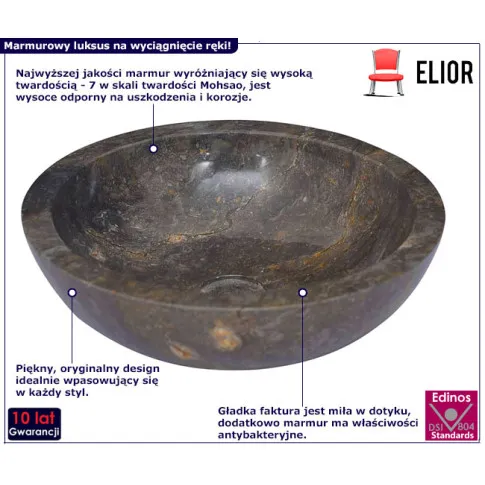 Marmurowa umywalka łazienkowa Wibso kolor szary