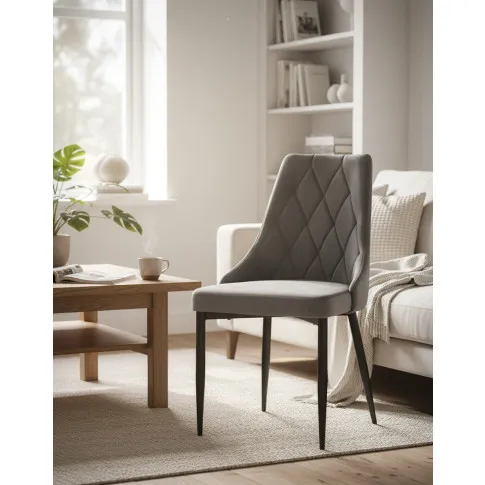 Szare tapicerowane pikowane krzesło   Radja