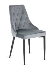 Szare tapicerowane pikowane krzesło - Ziso w sklepie Edinos.pl