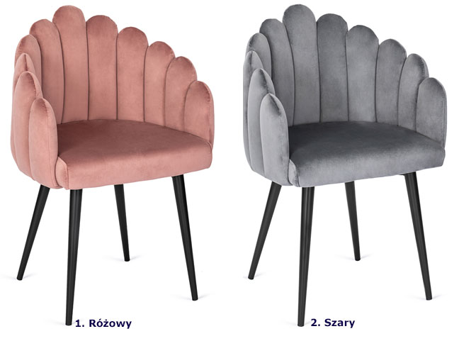 Różowe nowoczesne klubowe krzesło muszelka Azmo
