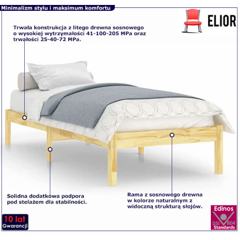 Drewniane łóżko naturalne 90x200 Vilmo 3X
