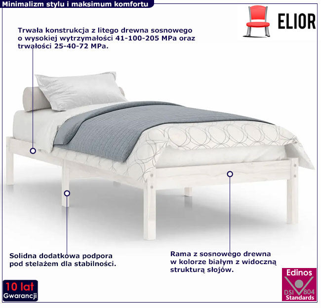 Białe łóżko 90x200 Selvis 3X