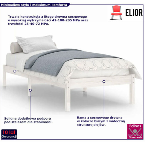 Drewniane łóżko białe 90x200 Vilmo 3X