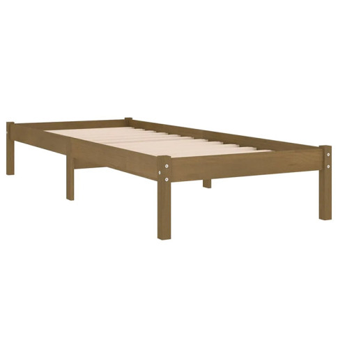 Brązowe drewniane łóżko 90x200 Vilmo 3X
