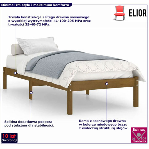 Drewniane łóżko miodowy brąz 90x200 Vilmo 3X