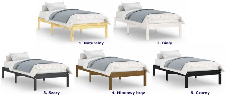 kolory łóżka drewnianego 90x200 Vilmo 3X