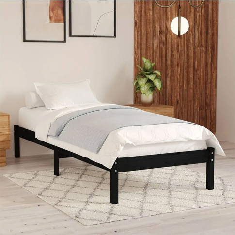 Aranżacja z czarnym drewnianym łóżkiem 90x200 Vilmo 3X