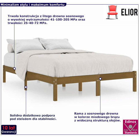 Drewniane łóżko miodowy brąz 120x200 Vilmo 4X
