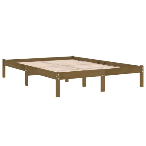 Brązowe drewniane łóżko 140x200 Vilmo 5X