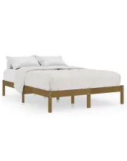 Małżeńskie drewniane łóżko miodowy brąz 140x200 cm - Vilmo 5X w sklepie Edinos.pl