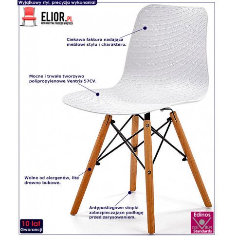 Fotografia Krzesło industrialne Allan - białe z kategorii Krzesła drewniane