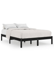 Dwuosobowe drewniane czarne łóżko 140x200 cm - Vilmo 5X w sklepie Edinos.pl