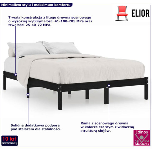 Drewniane łóżko czarne 140x200 Vilmo 5X