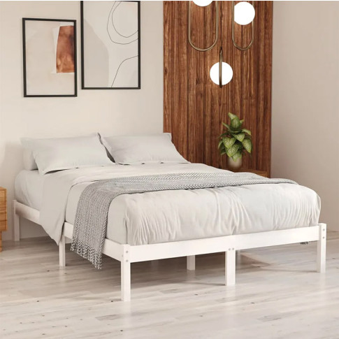 Aranżacja z białym drewnianym łóżkiem 160x200 Vilmo 6X