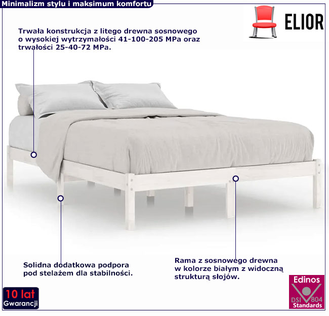 Białe drewniane podwójne łóżko 160x200 Vilmo 6X