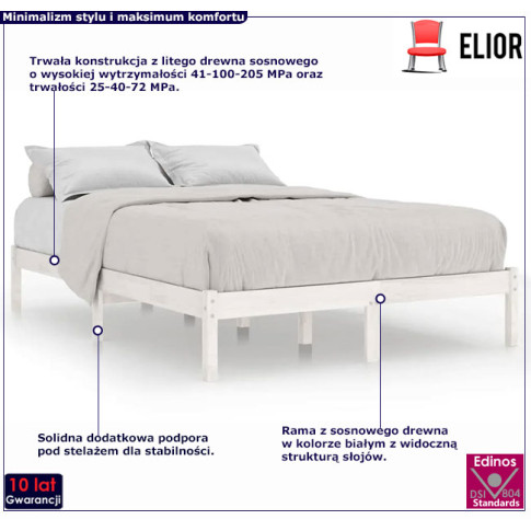 Drewniane łóżko w kolorze bieli 160x200 Vilmo 6X