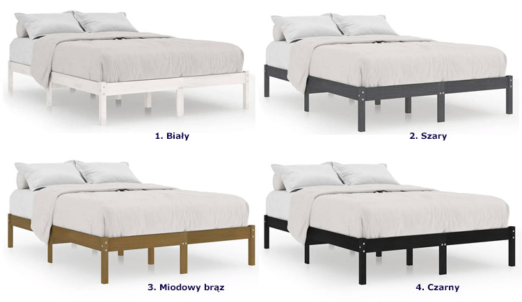 kolory drewnianego łóżka Vilmo 6X