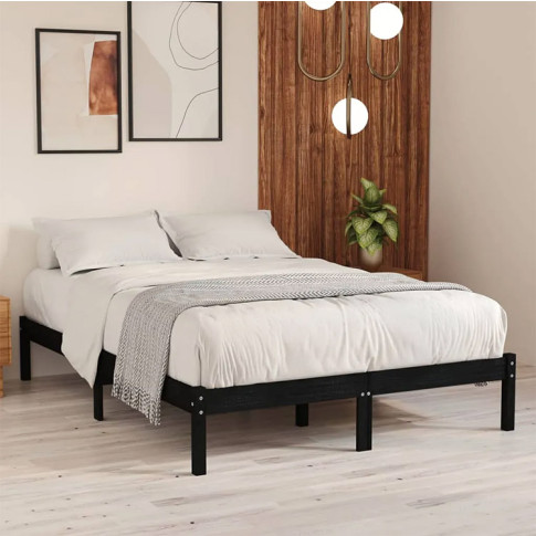 Aranżacja z czarnym drewnianym łóżkiem 160x200 Vilmo 6X