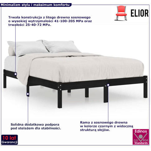 Drewniane łóżko w kolorze czarnym 160x200 Vilmo 6X