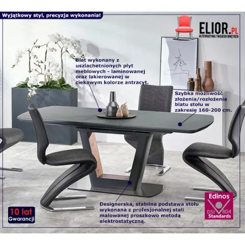 Fotografia Antracytowy stół rozkładany - Ilmila z kategorii Stoły