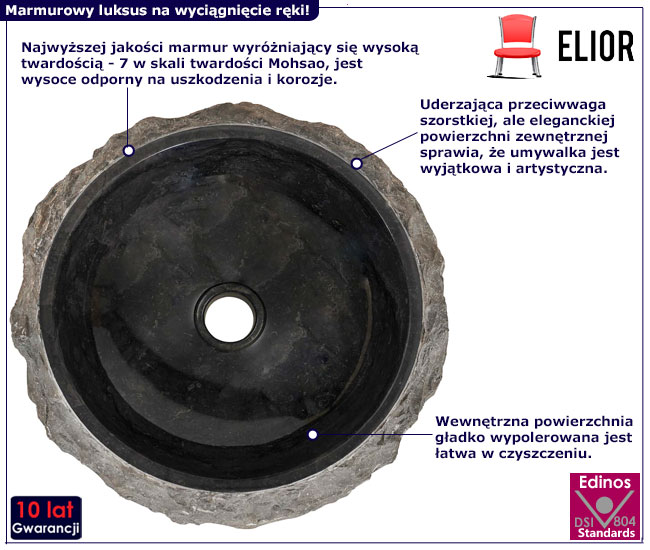 Okrągła marmurowa umywalka Hafi