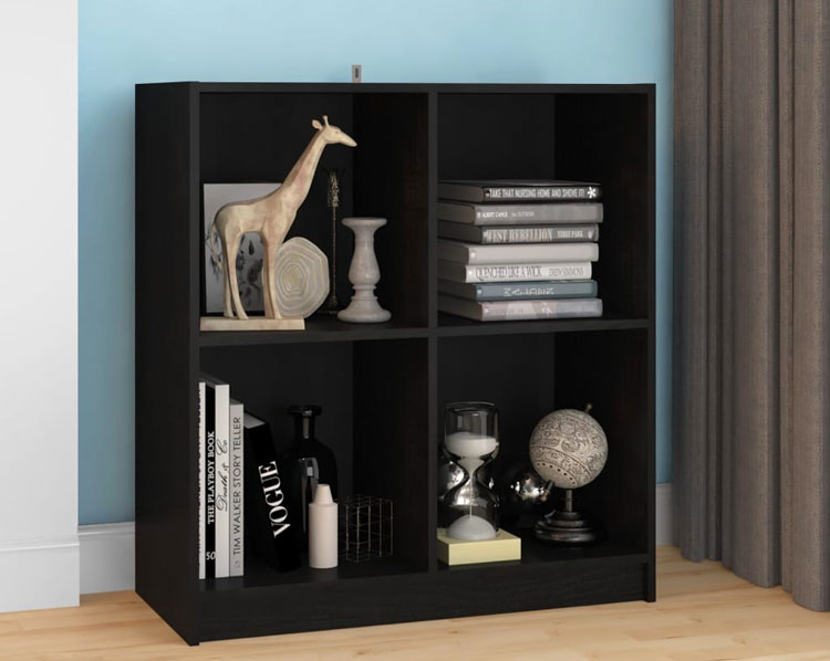 Wnętrze z wykorzystaniem czarnego regału drewnianego Ejos 3x