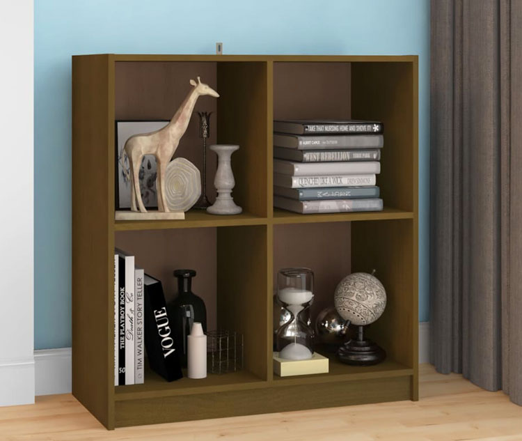 Wnętrze z wykorzystaniem regału drewnianego miodowy brąz Ejos 3x