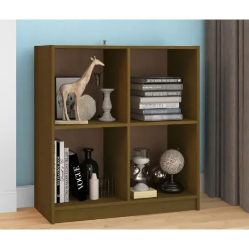 Drewniany regał kostka do sypialni skandynawskiej miodowy brąz Ejos 3X