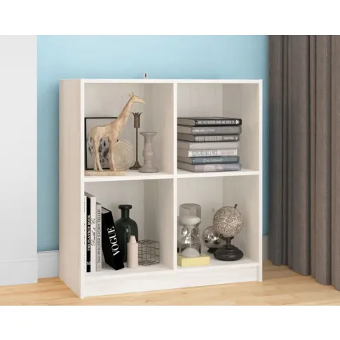 Skandynawski drewniany regał kwadrat Ejos 3X w nowoczesnym wnętrzu