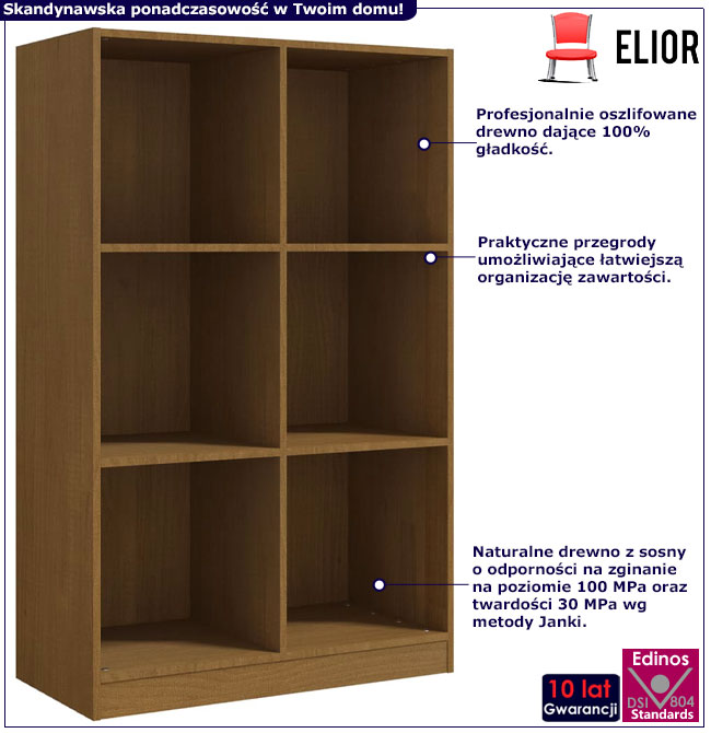 Infografika cregału drewnianego do salonu miodowy brąz Mariel 4X