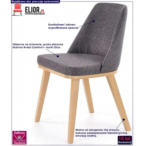 Fotografia Krzesło drewniane Dello - popielate z kategorii Krzesła